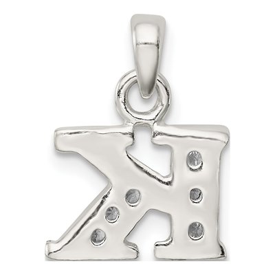 Sterling Silver CZ Letter K Pendant – view 3