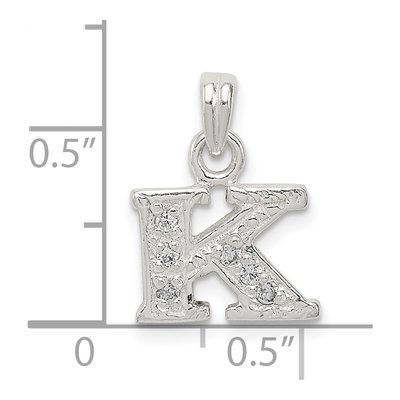 Sterling Silver CZ Letter K Pendant – view 4