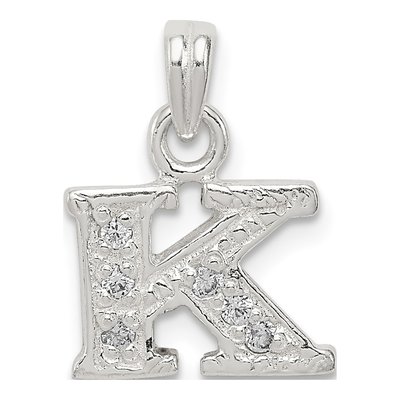 Sterling Silver CZ Letter K Pendant