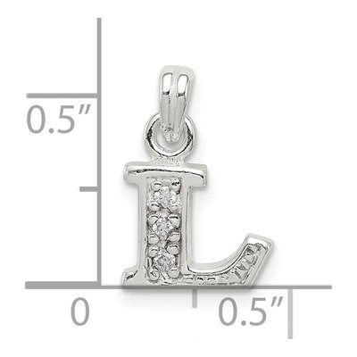 Sterling Silver CZ Letter L Pendant – view 5