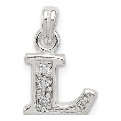 Sterling Silver CZ Letter L Pendant