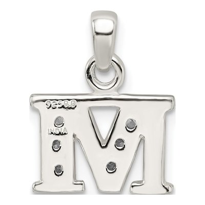 Sterling Silver CZ Letter M Pendant – view 4