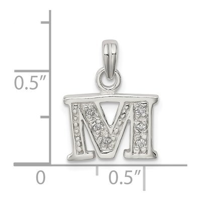 Sterling Silver CZ Letter M Pendant – view 5