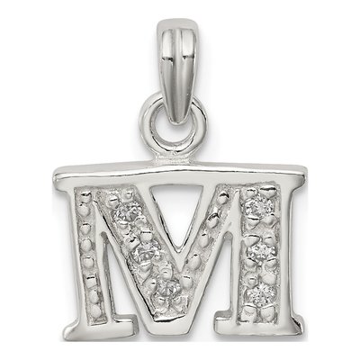 Sterling Silver CZ Letter M Pendant