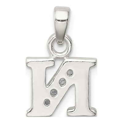 Sterling Silver CZ Letter N Pendant – view 3
