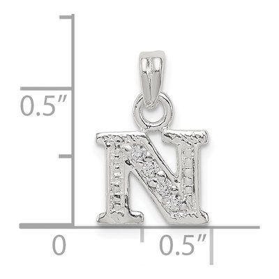 Sterling Silver CZ Letter N Pendant – view 4