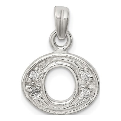 Sterling Silver CZ Letter O Pendant