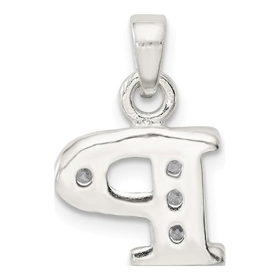 Sterling Silver CZ Letter P Pendant – view 4