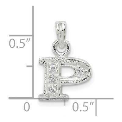 Sterling Silver CZ Letter P Pendant – view 5