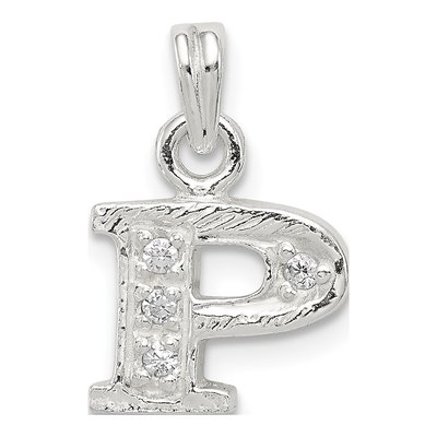 Sterling Silver CZ Letter P Pendant