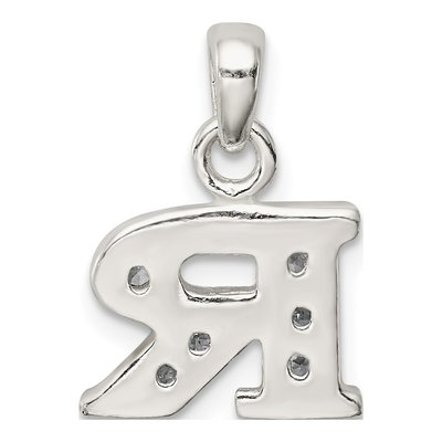 Sterling Silver CZ Letter R Pendant – view 4