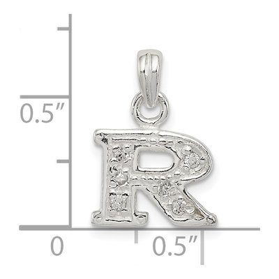 Sterling Silver CZ Letter R Pendant – view 5
