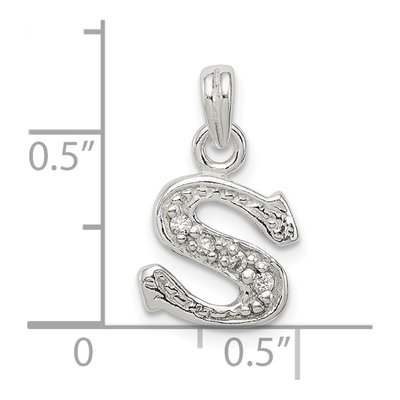 Sterling Silver CZ Letter S Pendant – view 5