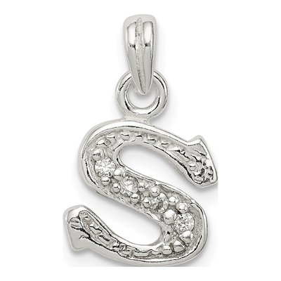 Sterling Silver CZ Letter S Pendant