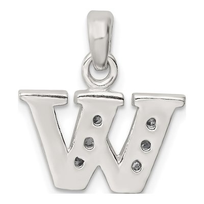 Sterling Silver CZ Letter W Pendant – view 4