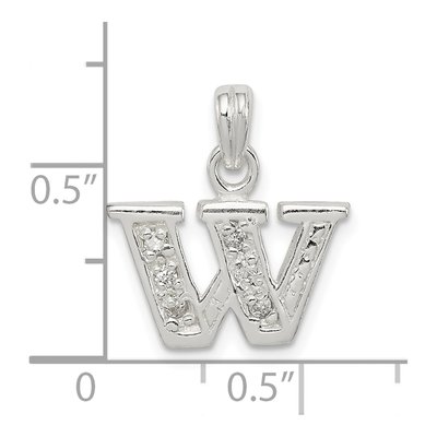 Sterling Silver CZ Letter W Pendant – view 5