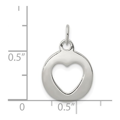 Sterling Silver Circle Heart Cutout Pendant – view 4