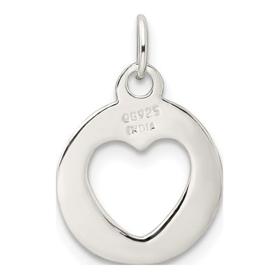 Sterling Silver Circle Heart Cutout Pendant – view 5