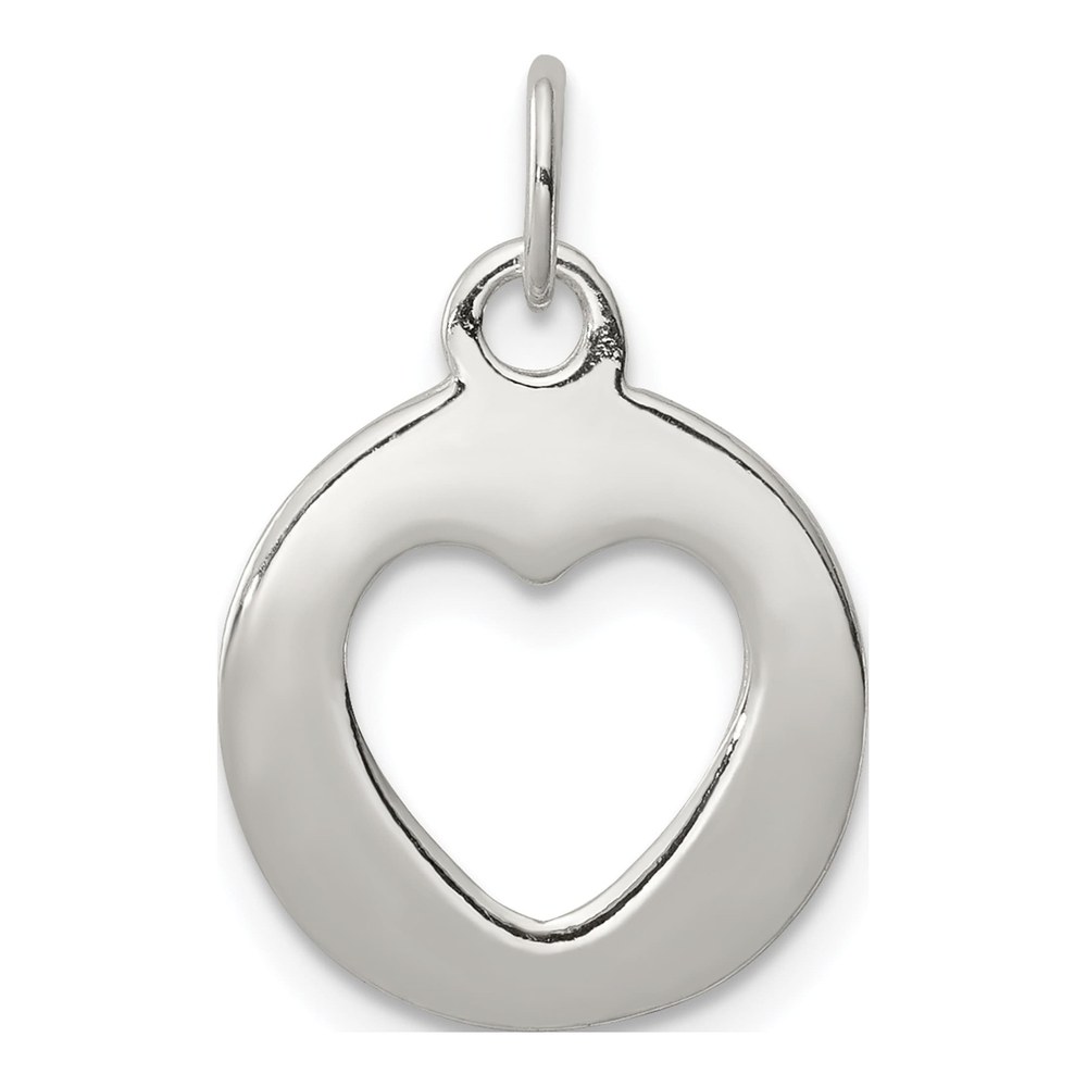 Sterling Silver Circle Heart Cutout Charm Pendant