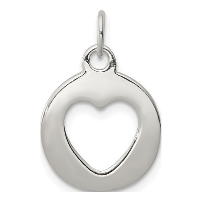 Sterling Silver Circle Heart Cutout Pendant