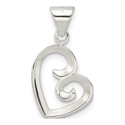 Sterling Silver Fancy Swirl Open Heart Pendant – view 4
