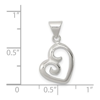 Sterling Silver Fancy Swirl Open Heart Pendant – view 5