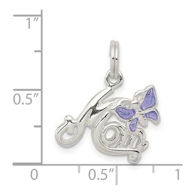 Sterling Silver Mom Butterfly Enamel Charm – view 4