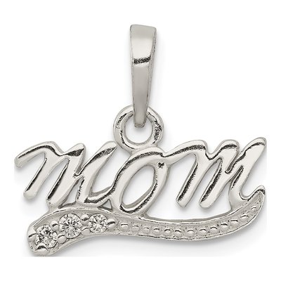 Sterling Silver CZ Mom Pendant