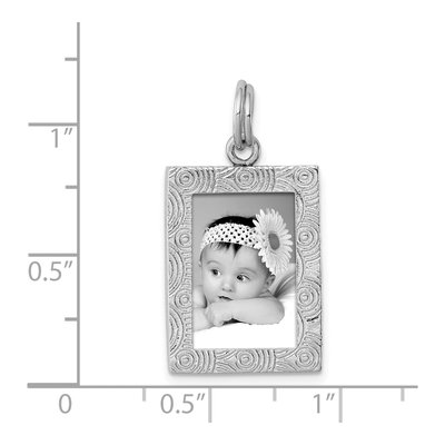 Sterling Silver Textured Picture Frame Charm – view 4