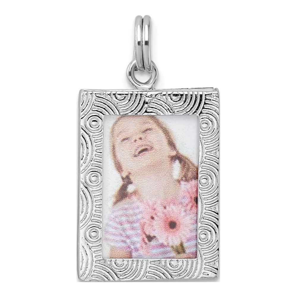 Sterling Silver Textured Picture Frame Charm