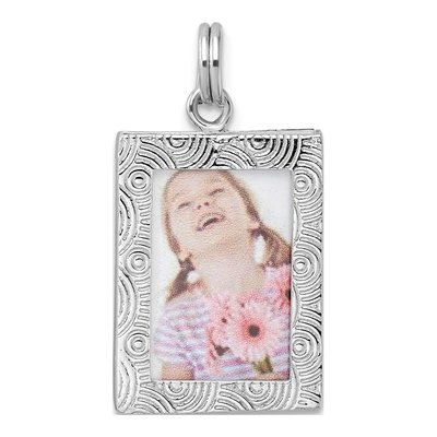 Sterling Silver Textured Picture Frame Charm