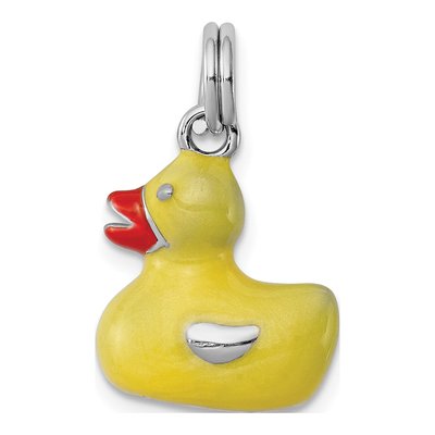 Sterling Silver Enamel Duck Charm