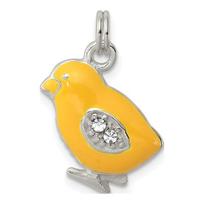 Sterling Silver Crystal Enameled Baby Chick Charm