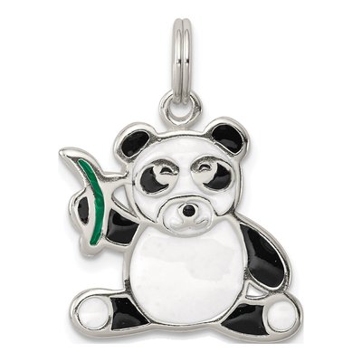 Sterling Silver Enameled Panda for Kids Charm