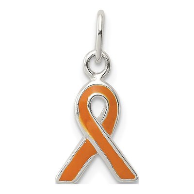 Sterling Silver Orange Enamel Awareness Charm