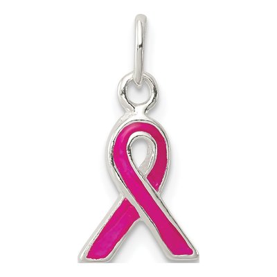 Sterling Silver Pink Enamel Awareness Charm
