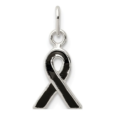 Sterling Silver Black Enamel Awareness Charm