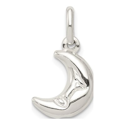 Sterling Silver 3-D Half Moon Charm