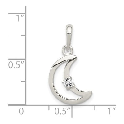 Sterling Silver CZ Moon Pendant – view 4