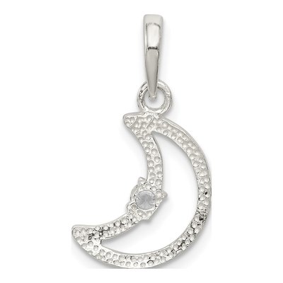 Sterling Silver CZ Moon Pendant – view 5