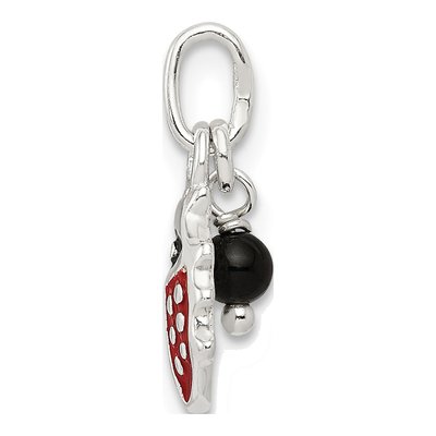 Sterling Silver Red Enamel Ladybug Pendant – view 3