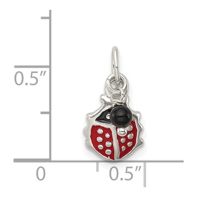 Sterling Silver Red Enamel Ladybug Pendant – view 4