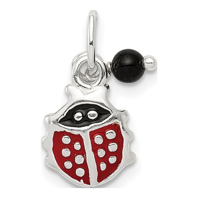 Sterling Silver Red Enamel Ladybug Pendant – view 5