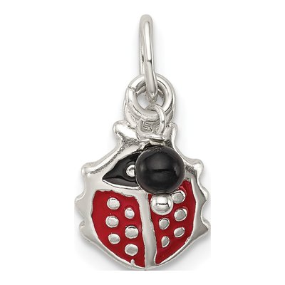 Sterling Silver Red Enamel Ladybug Pendant