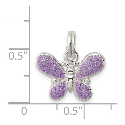 Sterling Silver Purple Enamel Butterfly Charm – view 4