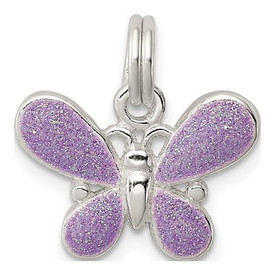 Sterling Silver Purple Enamel Butterfly Charm