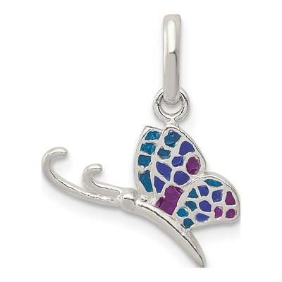 Sterling Silver Enameled Butterfly Charm