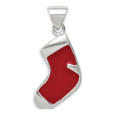 Sterling Silver Enamel Christmas Stocking Charm