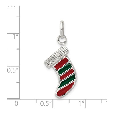 Sterling Silver Enameled Christmas Stocking Charm – view 4