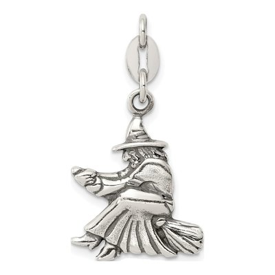 Sterling Silver Antiqued Witch Slide Pendant